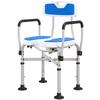 Shower Chair With Slotted Seat Adjustable Height Non Slip Backrest And Armrests Load 136 Kg Blue