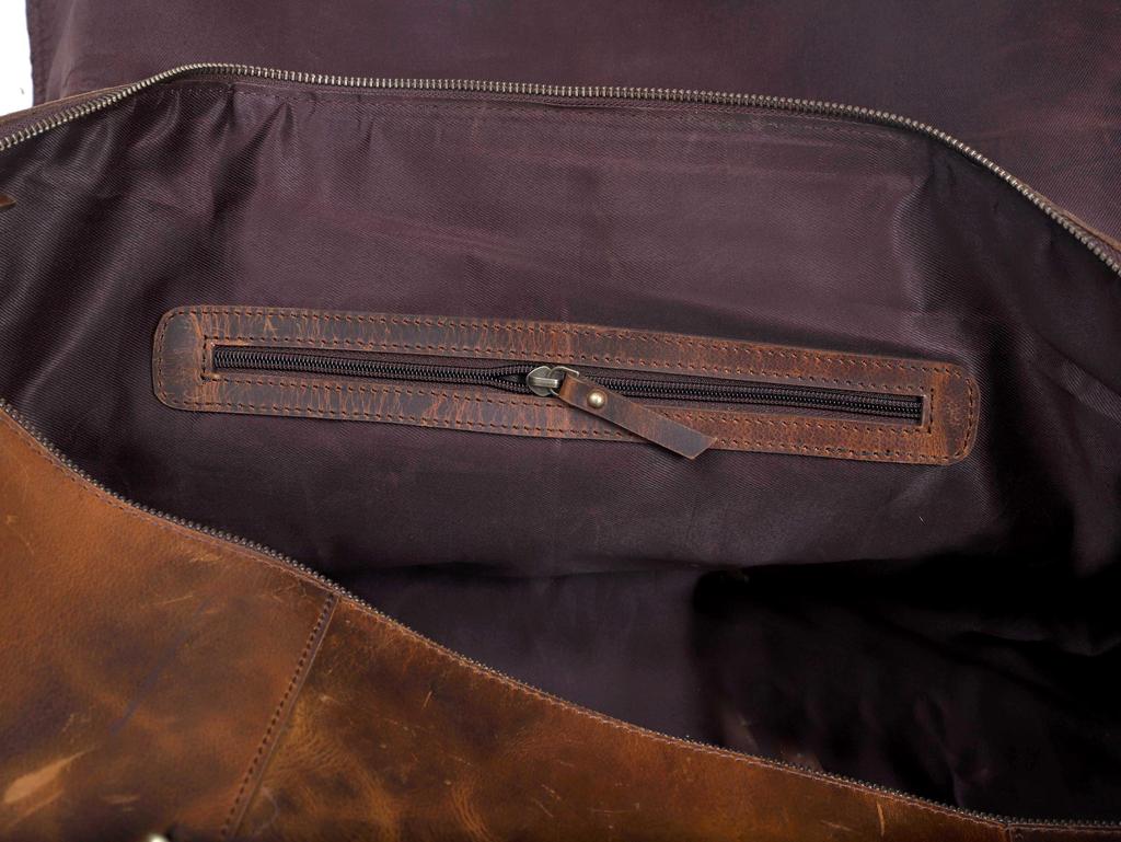 Handmade Full Grain Leather Duffel Bag: Vintage Travel Weekender