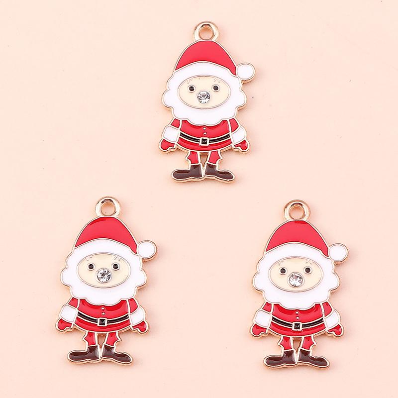 10pcs 15x22mm Cartoon Christmas Charms Enamel Santas Claus Charms Pendants for Jewelry Making DIY Necklace Earrings Accessories