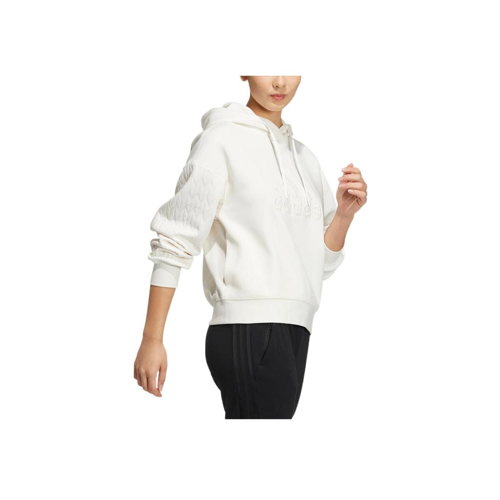 Adidas Essential Logo Embroidered Hoodie Women Tops White HM7104