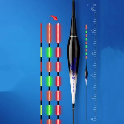Bóia Flutuante Luminosa Espessa para Peixe, Gancho de Mordida, Mudança de Cor, Bóia Eletrônica para Pesca, Bóia de Luz Sensível, Cauda Longa
