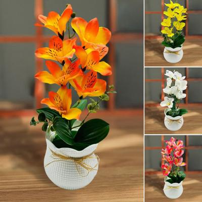 Artificial Potted Magnolia Flower 7 Head Home Office Living Room Table Centerpiece Wedding Faux Floral Plants Bonsai