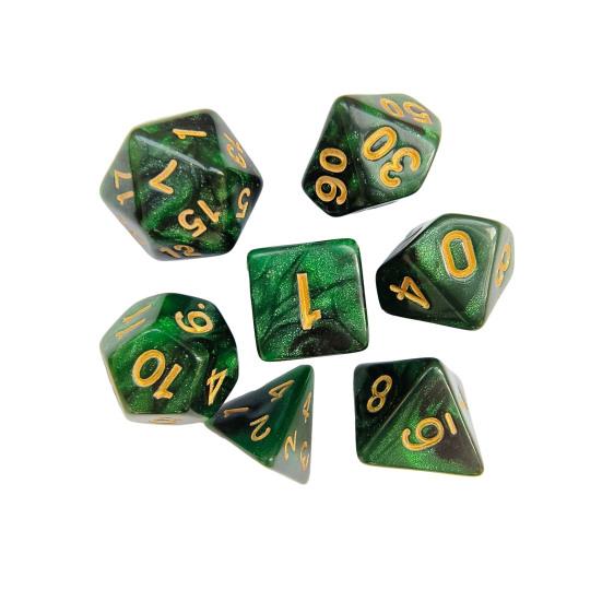 7Pcs/Set Starry Sky Acrylic Multi-side Dice Golden Number D4/6/8/10/12/20 Polyhedral Gaming Dice Prop Adults Family Night Party Board Game Essentials