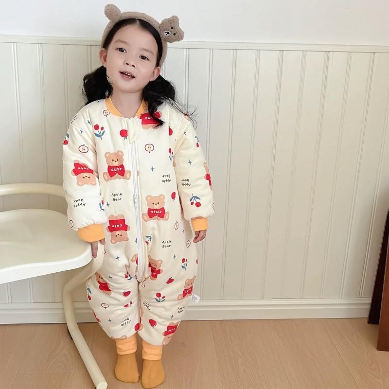 A-Class Winter 240g Thick Cotton Padded Sleep Sack Toddlers 1-3 Years Anti-Kick Wearable Blanket Home Pajamas
