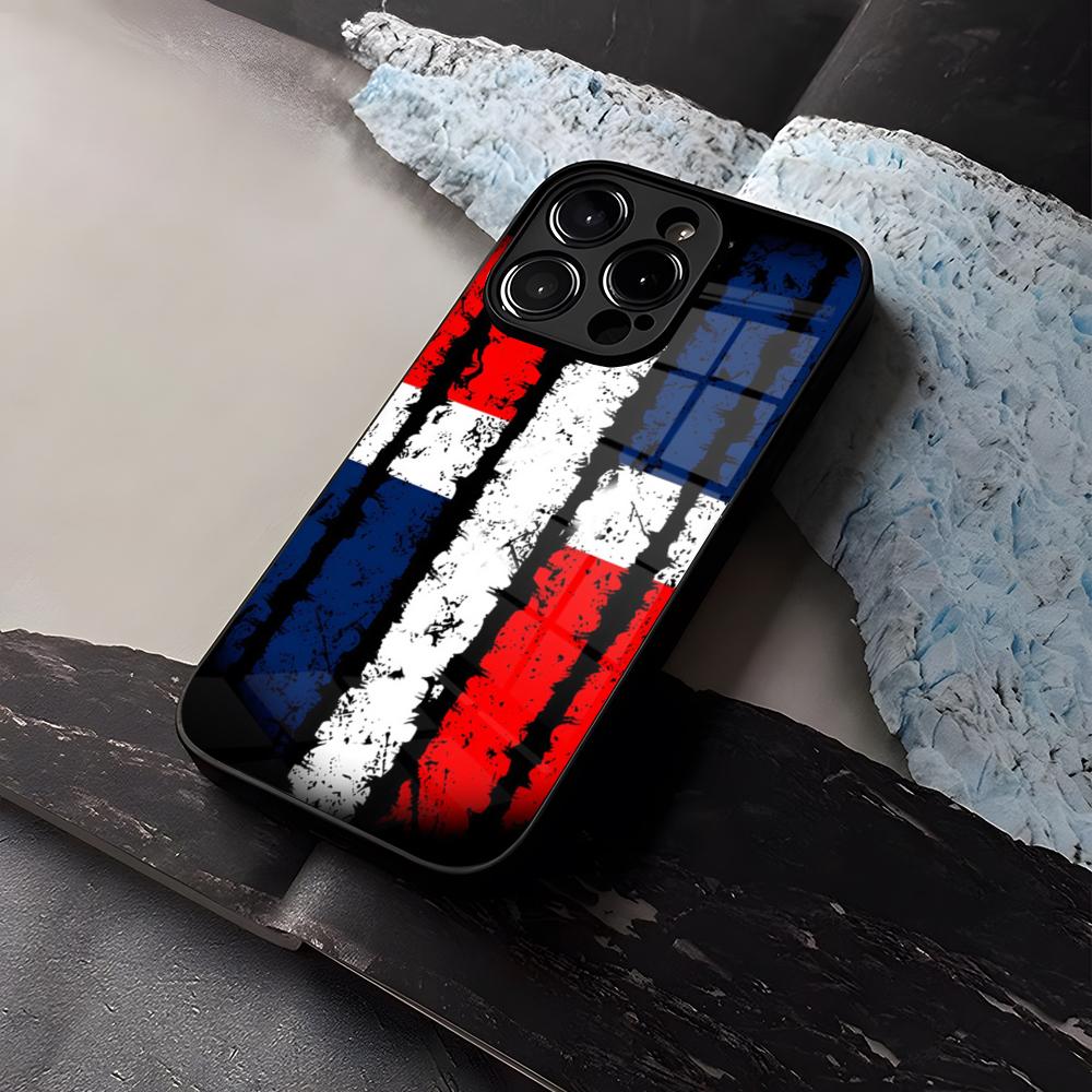 

Flag of Dominican Republic Phone Case For iPhone 15 13 14 12 11 Pro XS Max Plus Mini X XR 8 7 6s SE2020 Tempered Glass Coque iPhone13 ProMax