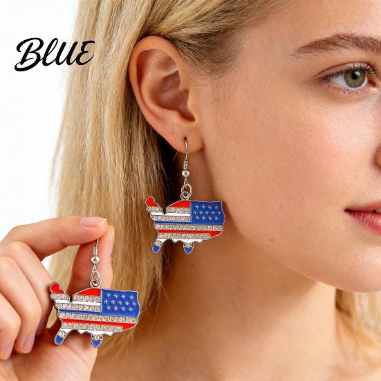 Lightweight Alloy Earrings 1 Pair Hook American Independence Day Pattern