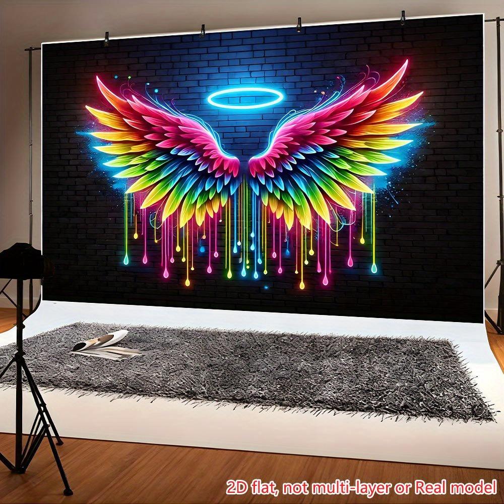 Flat-printed Neon Wing Haloartisticbackgroundcurtain Highly Suitable for Various Festivaldecorations Such As Parties Gardens Etc