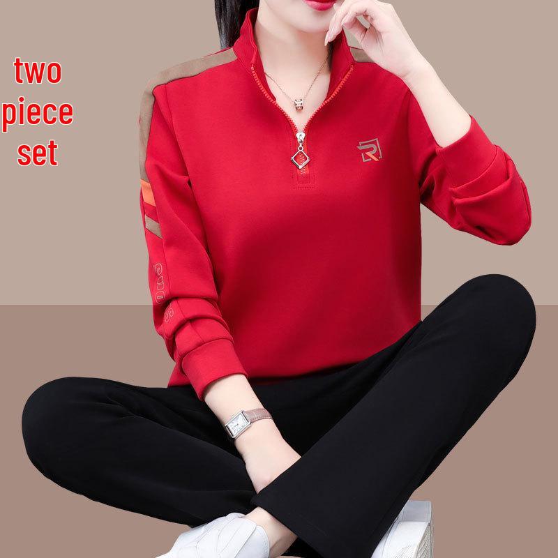 Women's Casual Two-Piece Set - 2025 Spring/Autumn New Style for Square Dance, Plus Size Sportswear