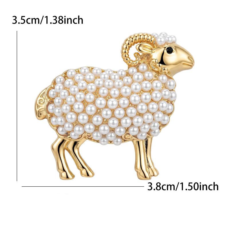 Vintage Enamel Sheep Goat Brooches For Women Diamond-Encrusted Lamb Pins Cute Animal Corsage Wedding Party Dress Jewelry Gift