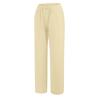 Women's Casual Cotton Linen Elastic Waist Drawstring Long Wide Leg Pants