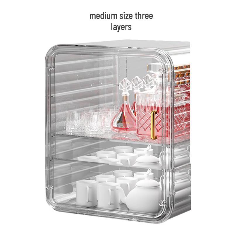 Weipello Transparent 3-Layer Dustproof Desktop Cup Organizer