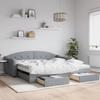 Vidaxl Extendable Sofa With Drawers, Light Gray, 100X200 Cm, Fabric