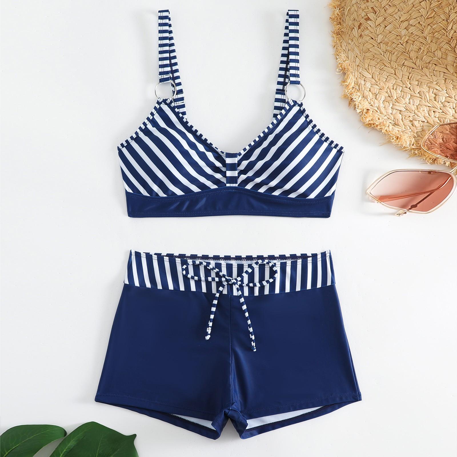 

Женский раздельный модный сексуальный купальник-бикини с принтом и подкладкой для груди без стальных скобок L светло-синий