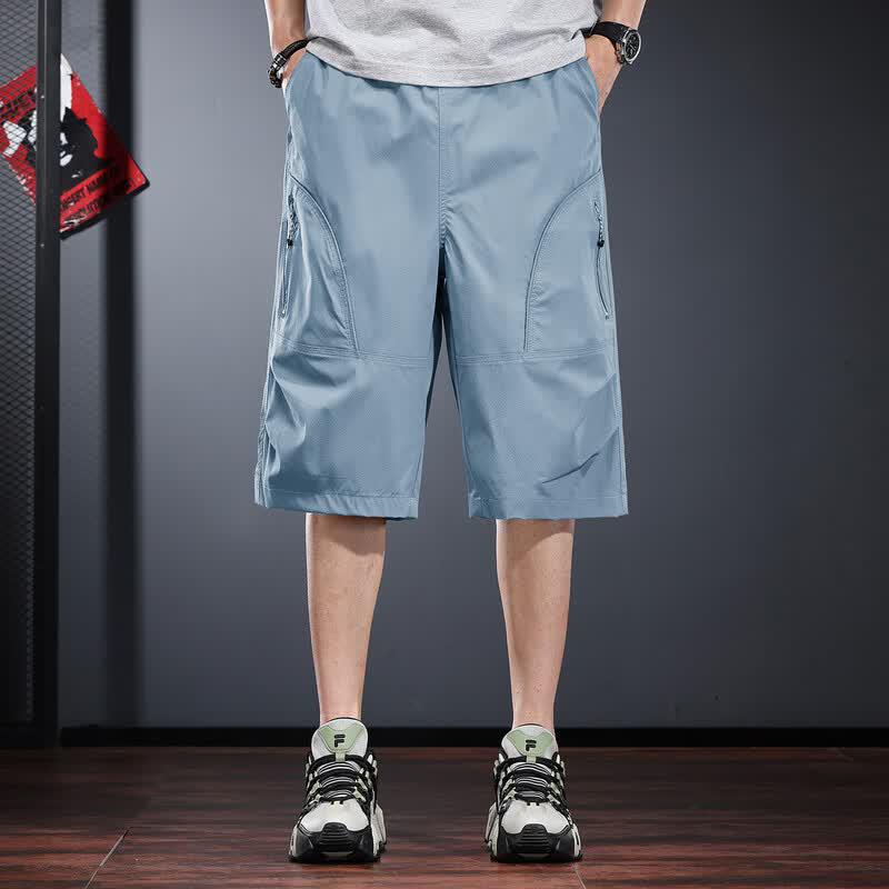 Men s Outdoor Loose Fit Capri Cargo Pants M синий