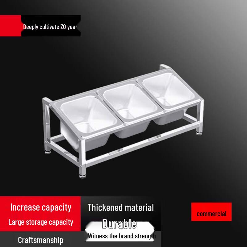 Stainless Steel Slanted 1/6 Size 3-Compartment Condiment Rack