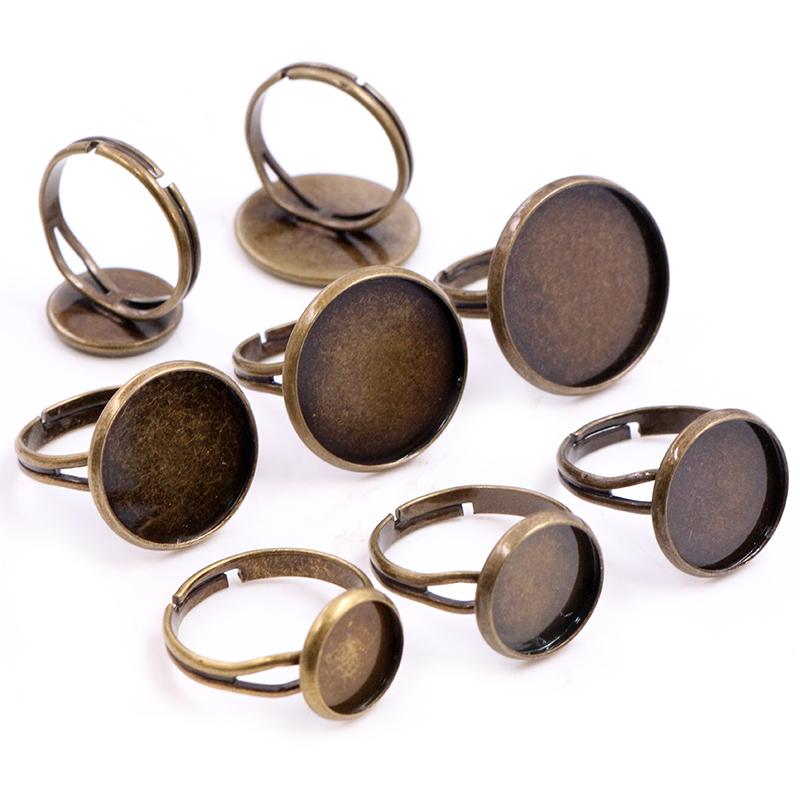 8-20mm 10pcs High Quality IRON Adjustable Ring Settings Blank/Base,Fit 8-20mm Glass Cabochons,Buttons;Ring Bezels