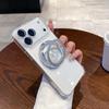 Rotating Stand Wireless Charge Clear Case For iPhone 17 Air 16E 15 14 Plus 12 13 11 Pro Max Four Corner Enhance Shockproof Cover