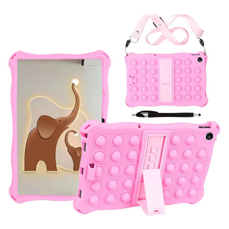 Funda Kinderhoesje Voor Tab M10 Plus (3e generatie) TB-125F 10.6' M10 (3e generatie) TB-328F 10.1' 10.3' X606 X306 Siliconen Hoes met Standaard M10 Plus(10.3in)X606 roze