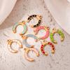 6pcs Stainless Steel Enamel Horseshoe Charms Vibrant Dotted Pendant for Jewelry Making, DIY Crafts, Earrings 8 Colors Available