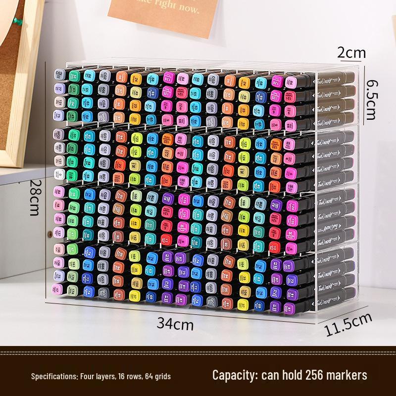 Large Acrylic Marker Storage Rack - Transparent, Oblique Design for Desktop Organization