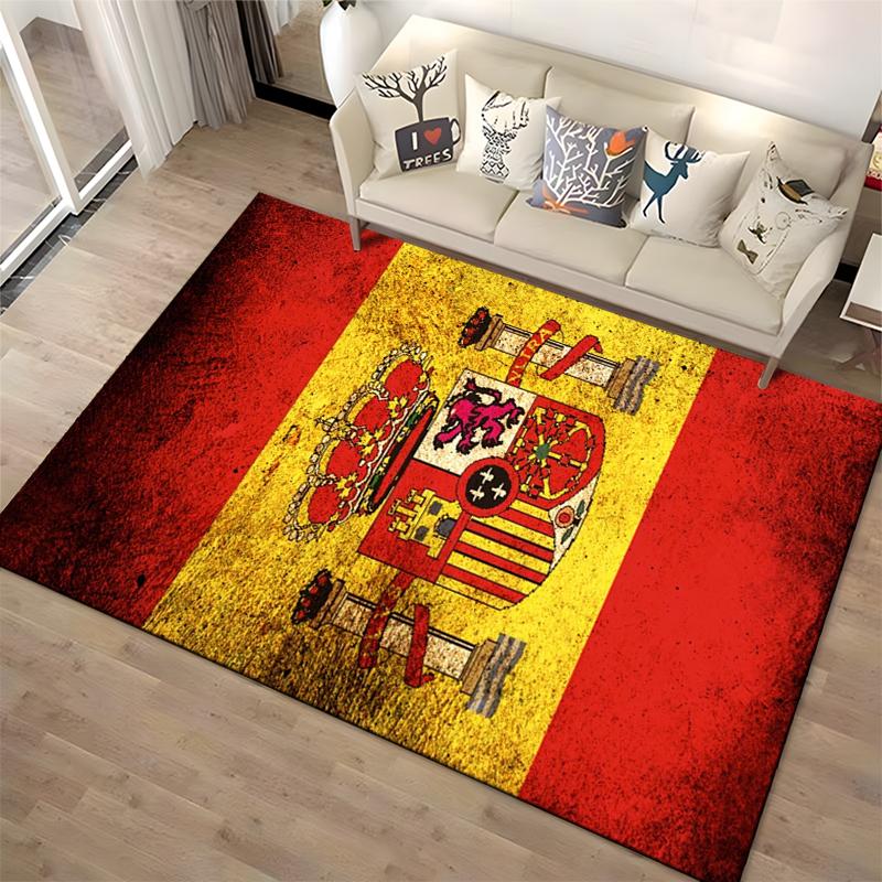 Luxuriöser Teppich mit spanischem Wappen-Design in Rot & Gelb Geeignet zur Verwendung als Anti-Rutsch für Wohnzimmer Schlafzimmer Sofas