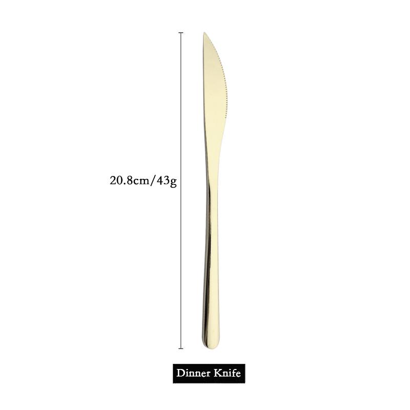 304 Stainless Steel Dinner Knife Cutlery Set 1Pcs Sharp Steak Knife Western Gold Knife Restaurant Table Knife Dinnerware Set