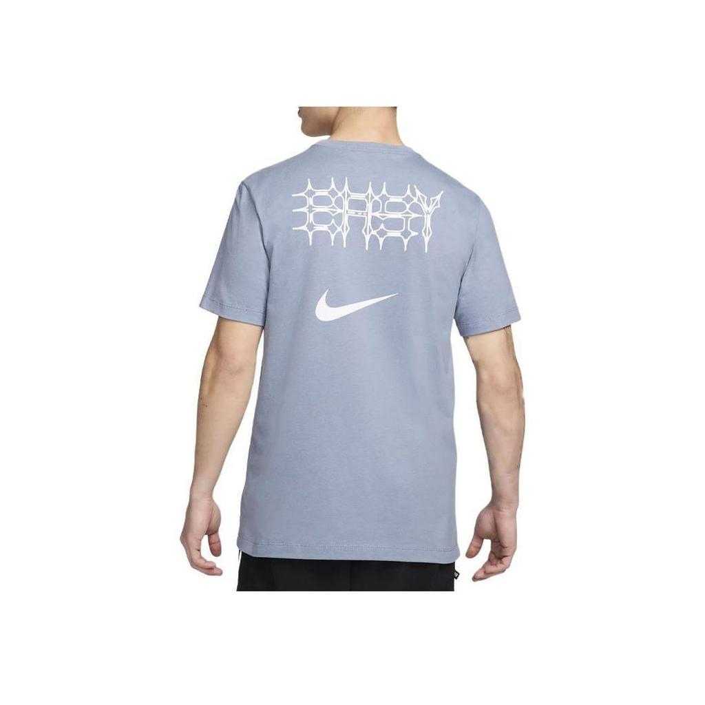Nike Camiseta de Manga Curta com Gola Redonda e Estampa de Logotipo com Ombro Caído Tops Masculinos Azul FV8405-493