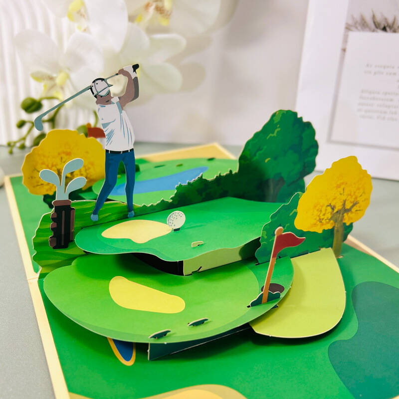 Pop Up Creative 3D Greeting Card Sports Golf Handmade Gift Paper Carving Gifts Thank You Cards For Business