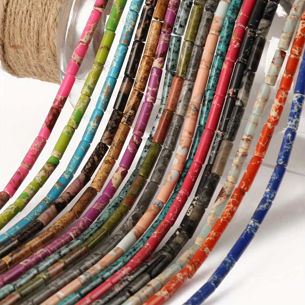 1pcs Natural Stone Tube Bead Sediment Jaspers Loose Cylinder Beads for Jewelry Making DIY Chakra Bracelet Accessories 15" 13x4mm