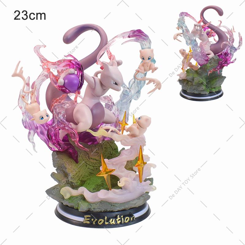 Anime Special Effects Figure Mega Charizard XY Greninja Gengar Mewtwo Three Form Evolution Led Light PVC Model Toys