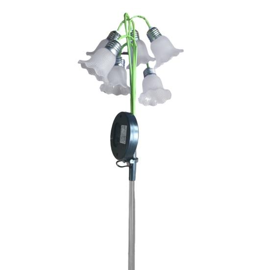 Flower Shaped Garden Light Fixtures 6 Head Lily Solar Light, IP44 Waterproof of The Valley Stakes Stake Lamp for Yard Patio, Outdoor Pathway Landscape