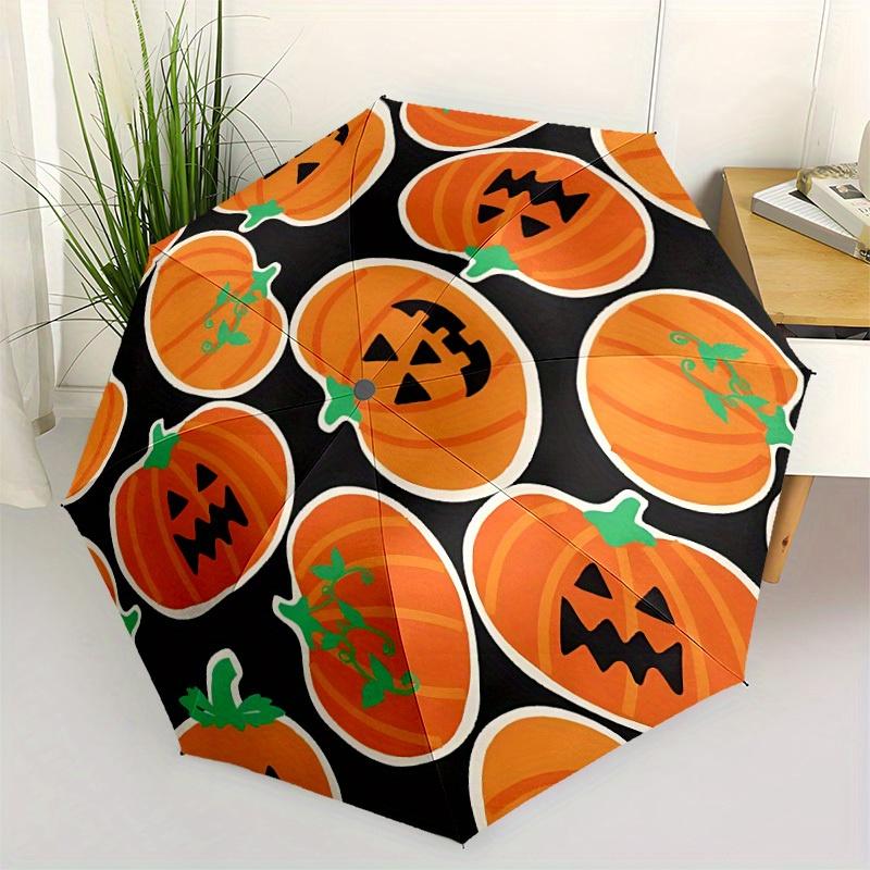1pc Pumpkin Halloween Auto Open/Close Umbrella with One Touch Button,, Windproof Design   Lightweight Portable Umbrella for Women & Men6085