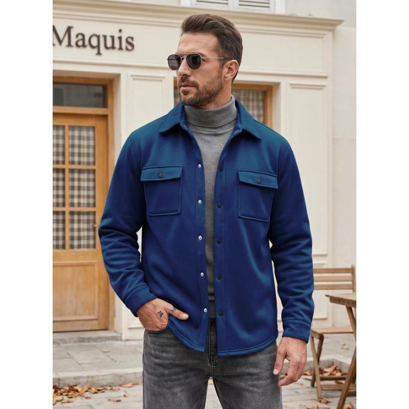 Men S Solid Color Casual Turn Down Collar Single Breasted Long Sleeve Jacket