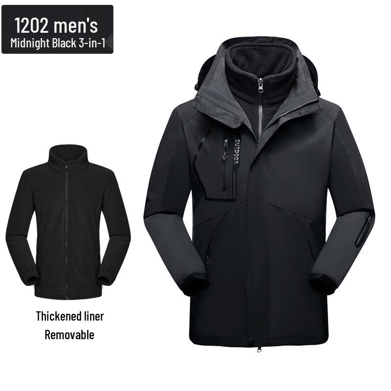 Unisex 3-in-1 Windproof & Warm Outdoor Mountaineering Suit with Custom Logo for Autumn/Winter