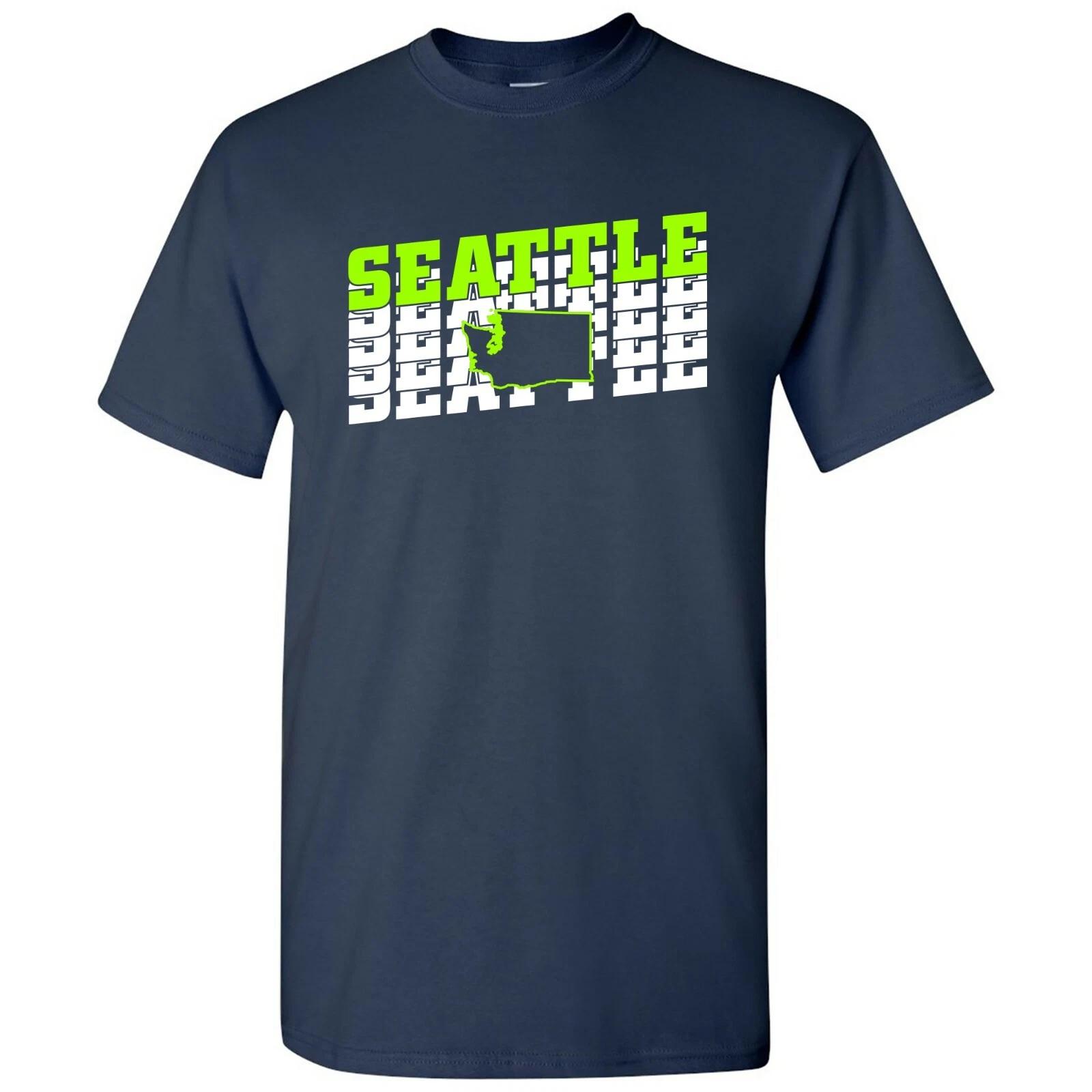 Seattle Retro Repeat - Sports Team City Tailgating T Shirt - Navy 2XL