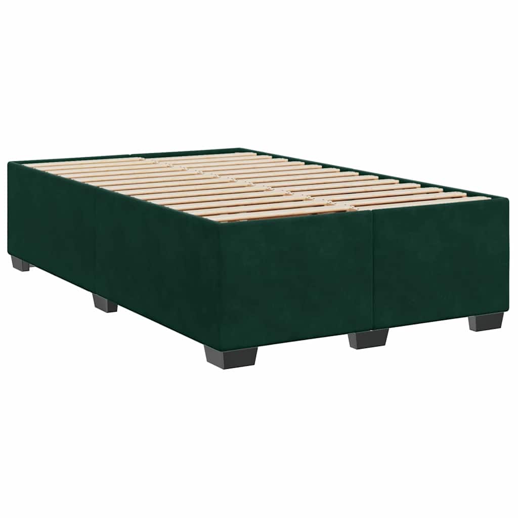 Box Spring Bed with Mattress Dark Green 120 x 200 cm Velvet
