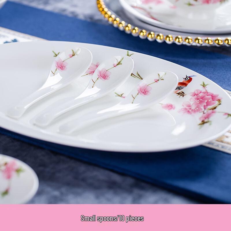 Jingdezhen Water Droplet Peach Blossom Bone China Small Spoons
