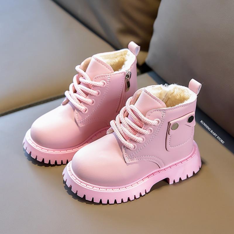 

Winter Girls Snow Boots Children Soft-sole Non-slip Rivets Boys Cotton Shoes Child Outdoor Baby Warm Plush Princess Boots I10058 21 розовый