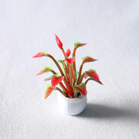 Mini Kruktillbehör Liten Växt Blomkruka Hög Dockhus Simulering Dekor