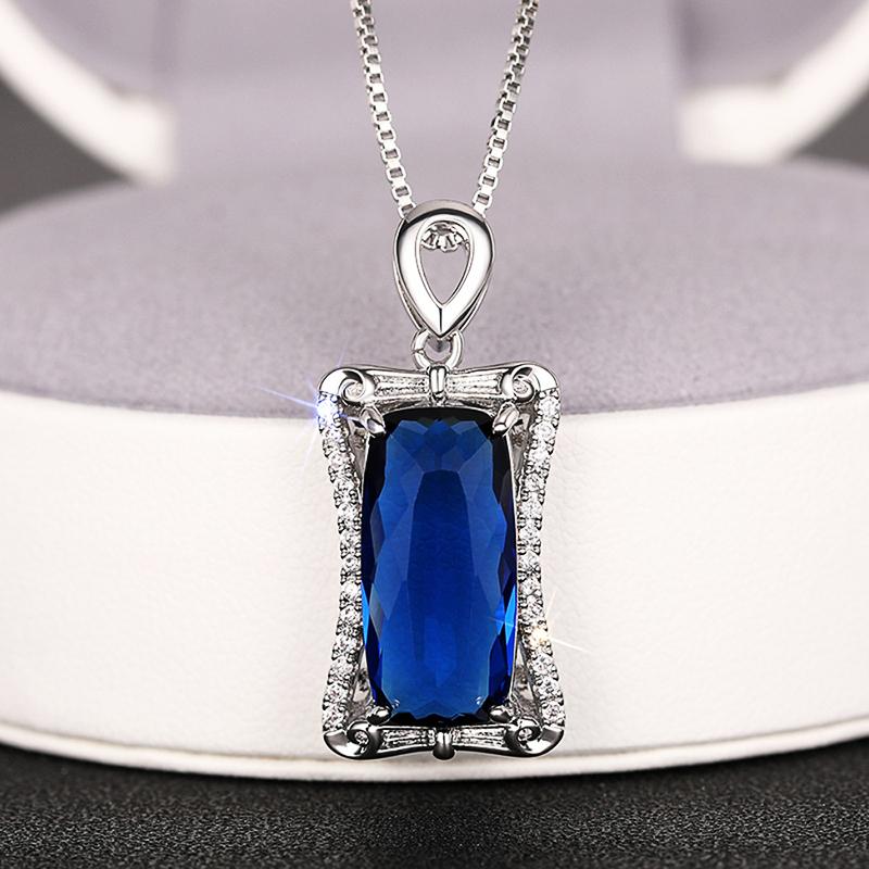 Huitan Luxury Female Fashion Pendant Necklace with Bright Zirconia Box Chain Jewelry Anniversary Party Accessories for Women