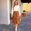 European and American Women's Clothing Retro Suede Single-breasted High-waisted Autumn and Winter Fashion Temperament Skirt
