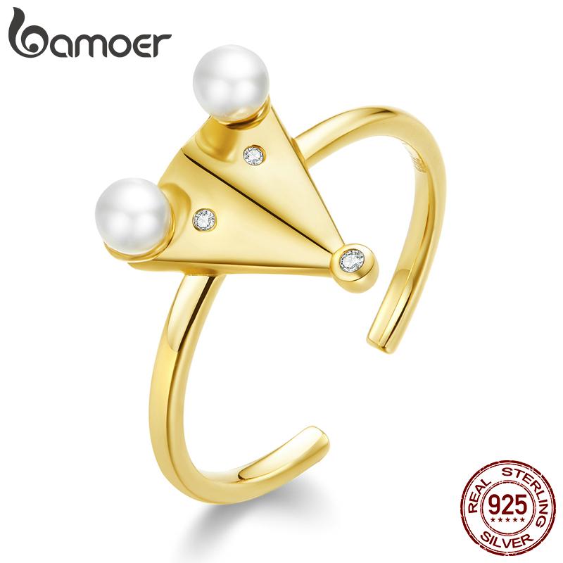 

Кольца Bamoer с открытым пальцем для женщин, ювелирные изделия из стерлингового серебра 925 пробы с жемчугом в форме тройной мыши Ring