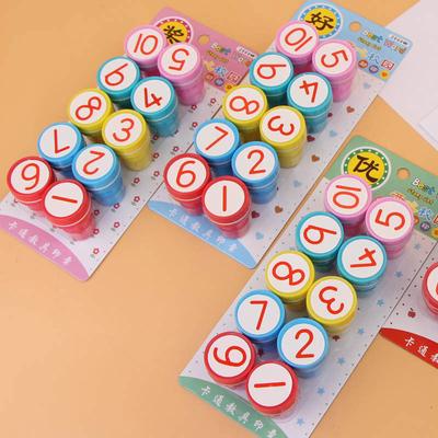 10pcs/set 1-10 Numbers Rubber Stamp Set Kids Cute Plastic Self Inking Stamper Toys Baby DIY Crafts
