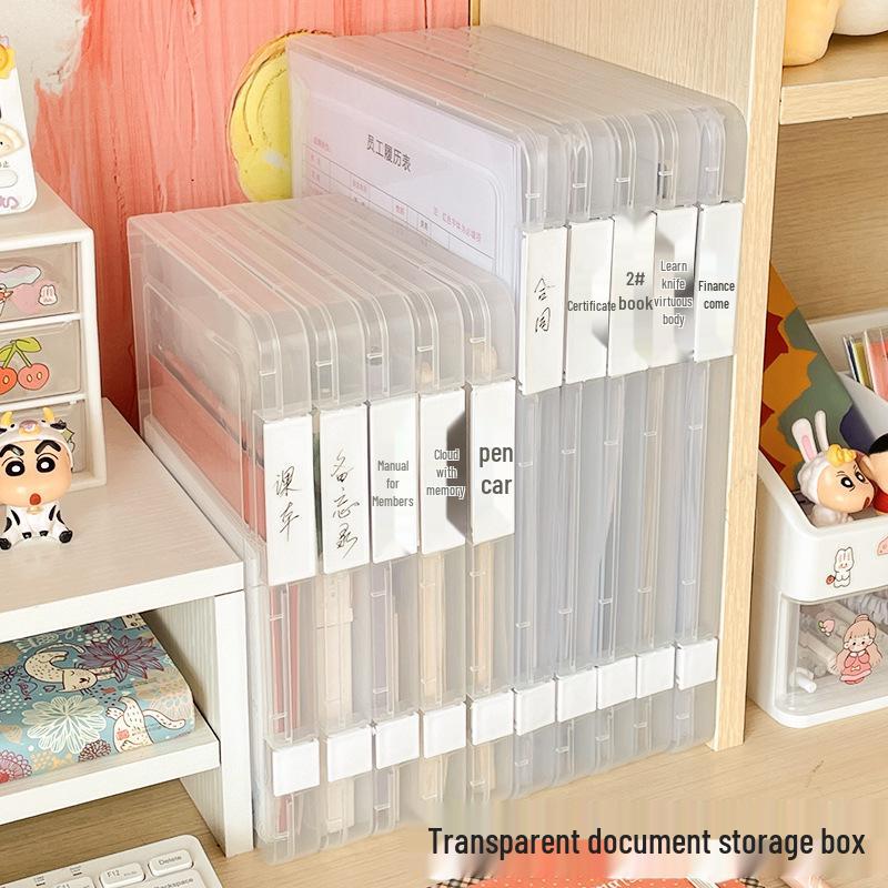 A4 Transparent Double Buckle Storage Box - Waterproof & Dustproof for Documents and Certificates