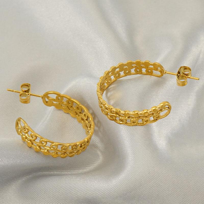 Fashion stainless steel geometric hollow earrings design sense niche versatile earrings women