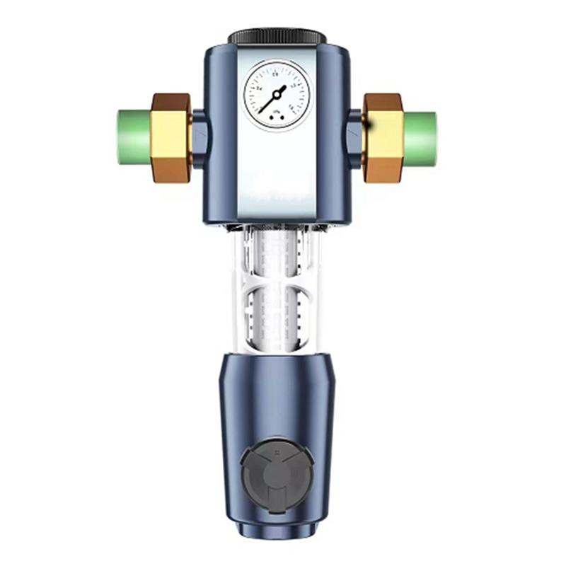 

FTS Cleaning Pre Filter With Pressure Gauge 360° High-Pressure Backwash Filtration System Reusable Whole House Filter