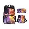 Fairy Tail Cartoon 3Pcs Set with Front Pocket Backpack+Shoulder Bags+Pencil Bag Student  Boys and Girls Best Gift  Stationery
