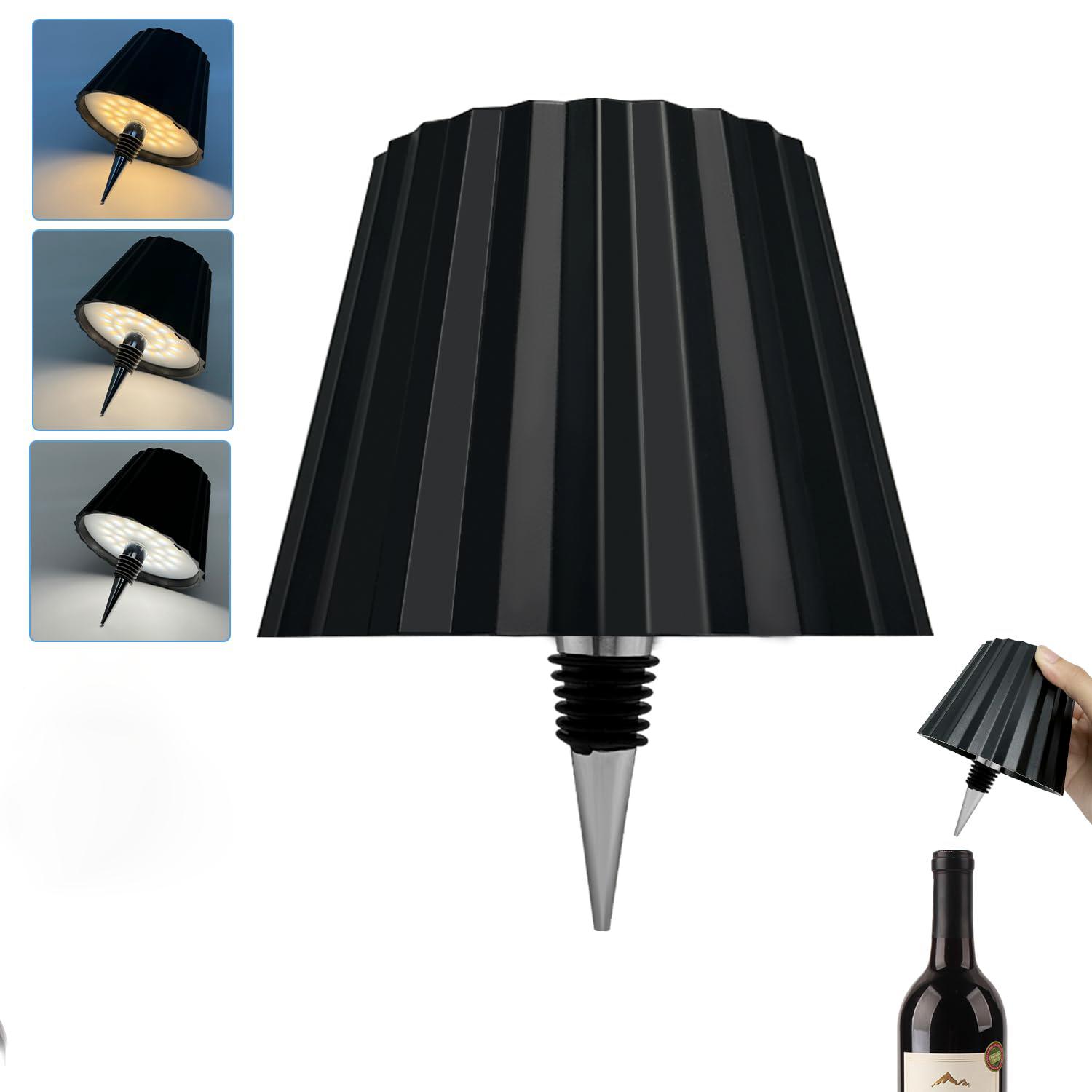 

USB Зарядка Бутылка Настольная лампа Сенсорное управление 3 цвета и Бесступенчатое затемнение Ночник Подходит для бара Винные бутылки Настольные светильники чёрный