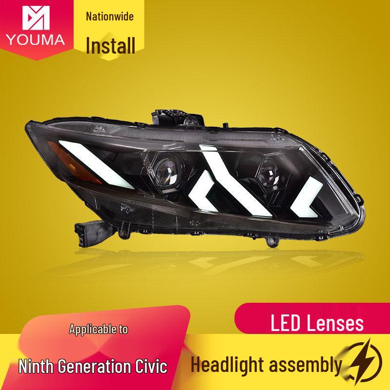 Honda Civic 9th Gen (2012-2015) LED Headlight Assembly: Dynamic DRL & Sequential Turn Signals