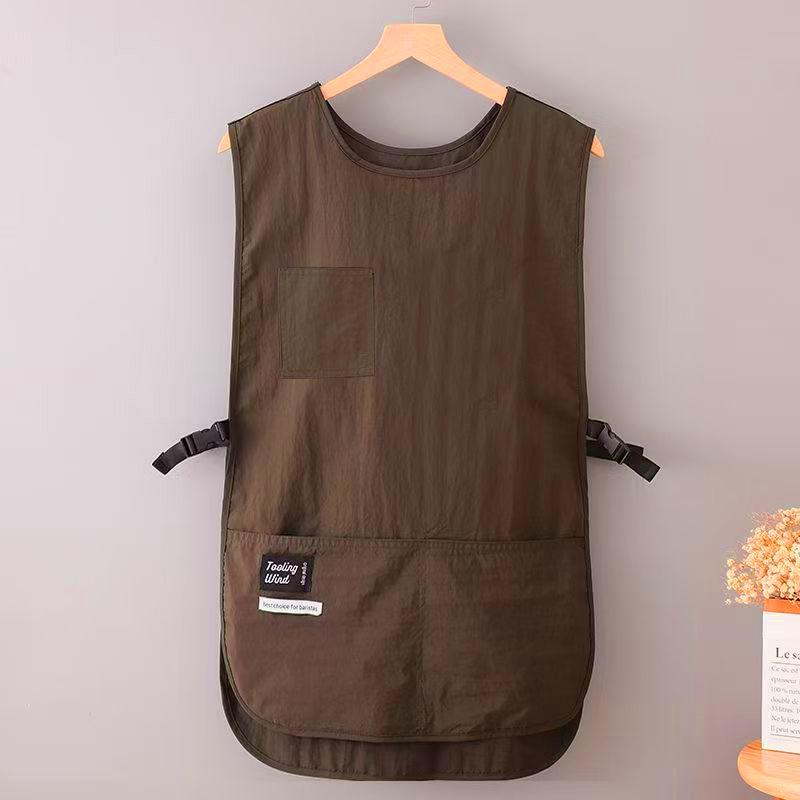 Unisex Korean-Style Water-Resistant Kitchen & Coffee Shop Workwear Apron - Breathable Vest, Plus Size Waist Fit